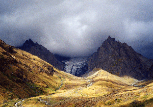  Suatisi glacier in clouds, Georgia